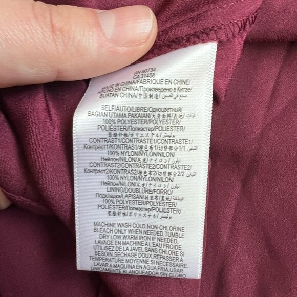 NWT BCBGeneration Burgundy Chiffon Maxi Dress Black Lace Gown Formal Size 6 - Picture 6 of 7